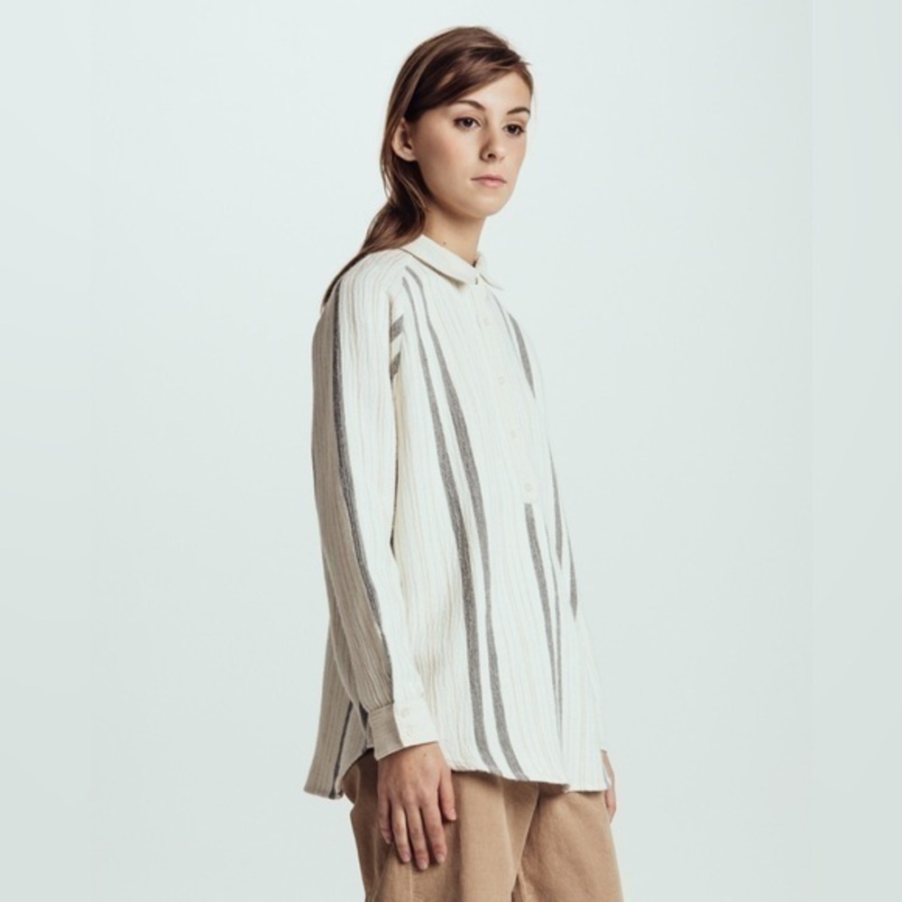 Sessùn Santiago Candelaria Striped Button-Up Shirt Medium